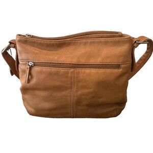 Vintage Tignanello Leather Super Stitch Carmel Shoulder Strap Handbag 11”w x 8”h